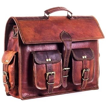 pranjals house Leather Brown Mens Laptop Bag