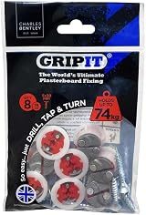 Gripit Red Plasterboard Fixings Pack of 8 Heavy Duty 74kg UK Designed view 6