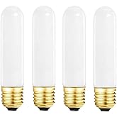 SCOMX 25 Watt T10 Frost Tubular Incandescent Light Bulb, Showcase Lamp, 2700K Soft White, E26 Medium Base, 280 Lumens, 120V (