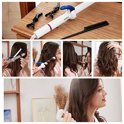 Sethya Curling Iron Ionic-Infrared Ceramic Curling Wand for Loose Curls & Waves Curlers 6 Heat Settings up to 450°F Hair Curler Wand Incl Auto-Off Dual Voltage