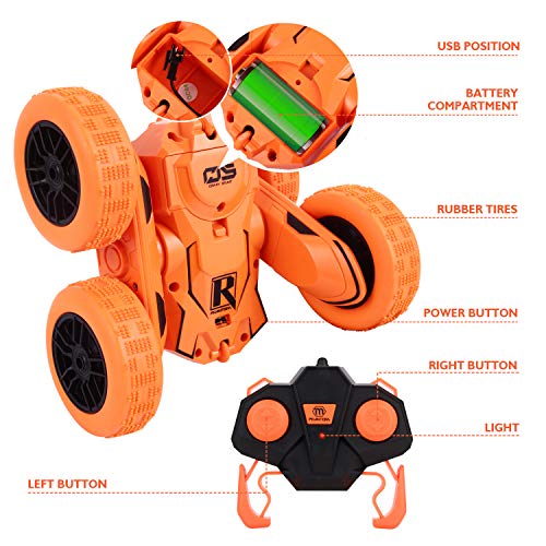 Peradix Macchina Telecomandata per Bambini, 4WD Auto Telecomandata con Batteria Ricaricabile (Arancia)