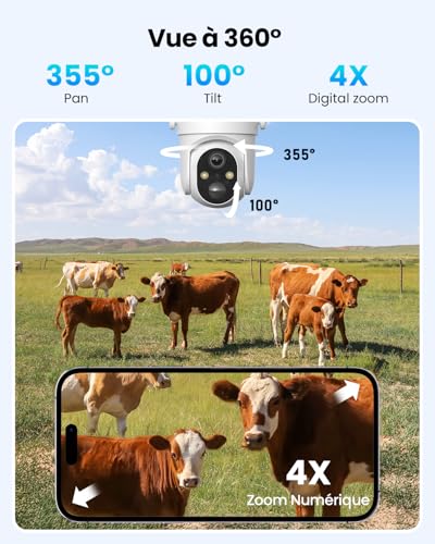 SEHMUA 4G LTE Outdoor Solar Camera with Sim Card, 2K HD IP Wireless Surveillance Camera with Solar Panel, Color Night Vision and PIR Detection, Waterproof IP66