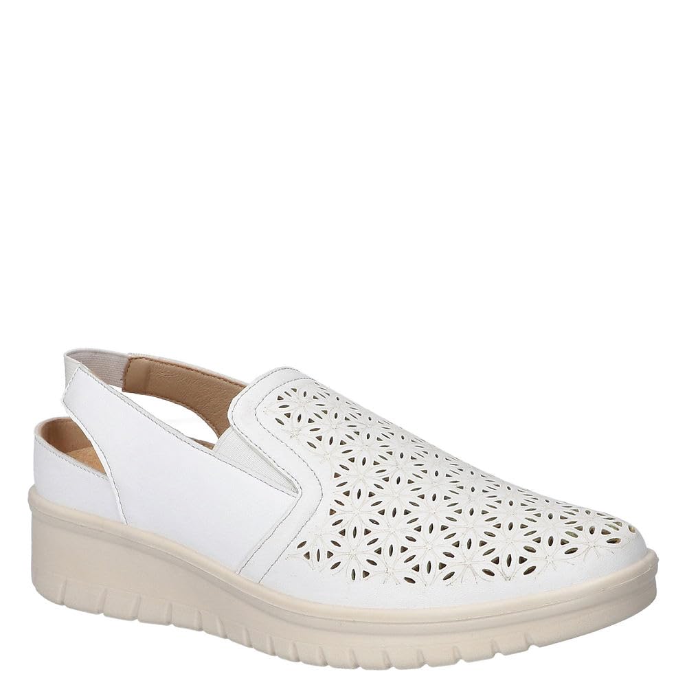 Easy Street Women’s Petal Sneaker, White, 12 Wide