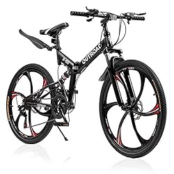 Outroad 26 Inch Folding Mountain Bike, 21 Speed