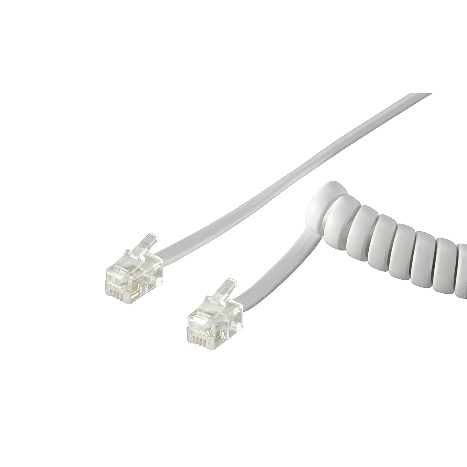 goobay 50246 Telephone Handset Spiral Cable, Flat Cable with Rj10 Plug (4P4C) to Rj10 Plug (4P4C); White; 2 m โ image 1