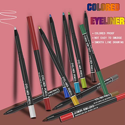 12 Kinds Of Color Eyeliner Pen, Eyebrow Pen,Eye Shadow Pencil , Lip Line Pen, Eyelid Pad, Pencil Makeup Set Tool 12PCS (Multicolor)