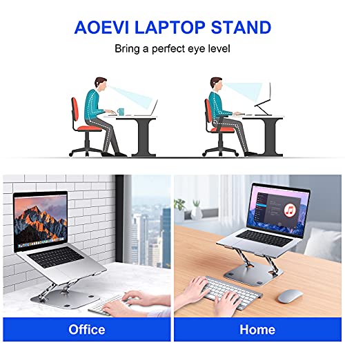 Adjustable Laptop Stand for Desk AOEVI Portable Notebook Stand Ergonomic Aluminum Laptop Riser Compatible with Tablet 10-15.6\