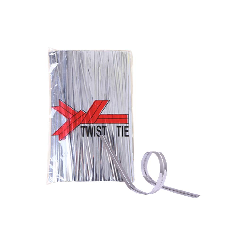 YOFASEN Silver Twist Ties - 800PCS Metallic Bread Candy Cookie Gift Bag Sealing Ties Packaging Ligation Dessert Floral Wire, 12cmx4mm