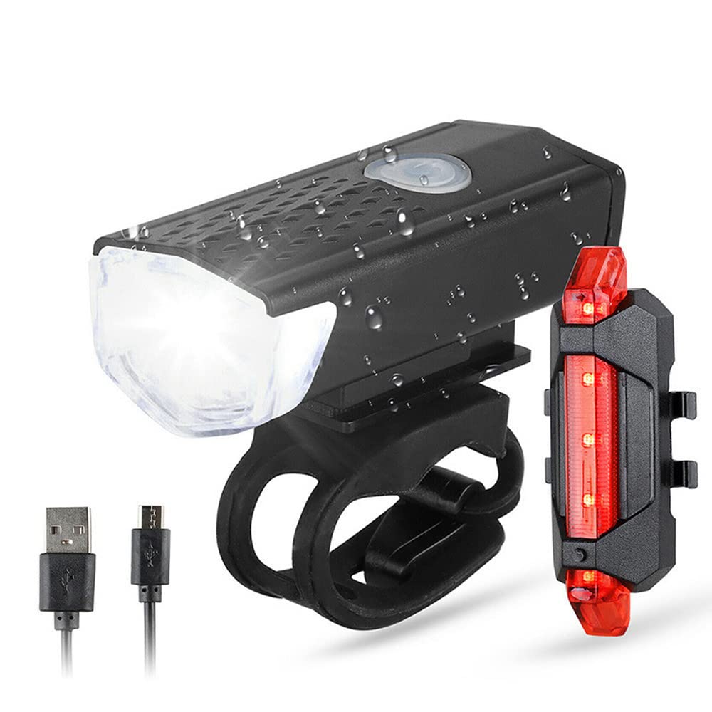 NGY Bike Bicycle Lights USB Rechargeable Bicycle Lights super bright light,Cycling front & rear Light,Waterproof,120° visibility,3 Adjustable Lightness,Fits all Bicycles, Black