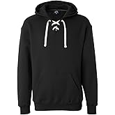 J. America Men's Sports Lace Up Hoodie Sweatshirt, Black, X-Large