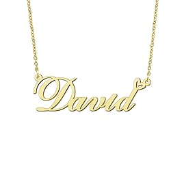 BYBWBL David Name Pendant Necklace 18k Gold Plated