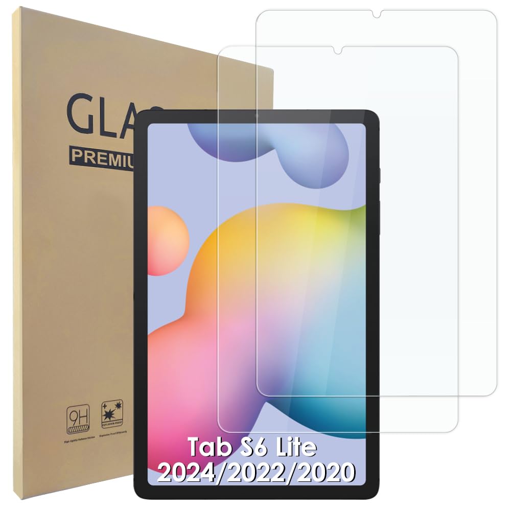 Hianjoo 2-Pcs Screen Protector Compatible With Samsung Galaxy Tab S6 Lite 10.4'' 2024/2022/2020 (SM-P620/SM-P625/SM-P613/SM-P619/SM-P610N/P615), 9H Tempered Glass Film [Scratch Resistant ]
