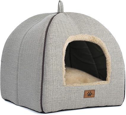 Cuccia da interni per gatti, lettino a cupola stile tenda, con cuscino imbottito rimovibile e lavabile, autoriscaldante