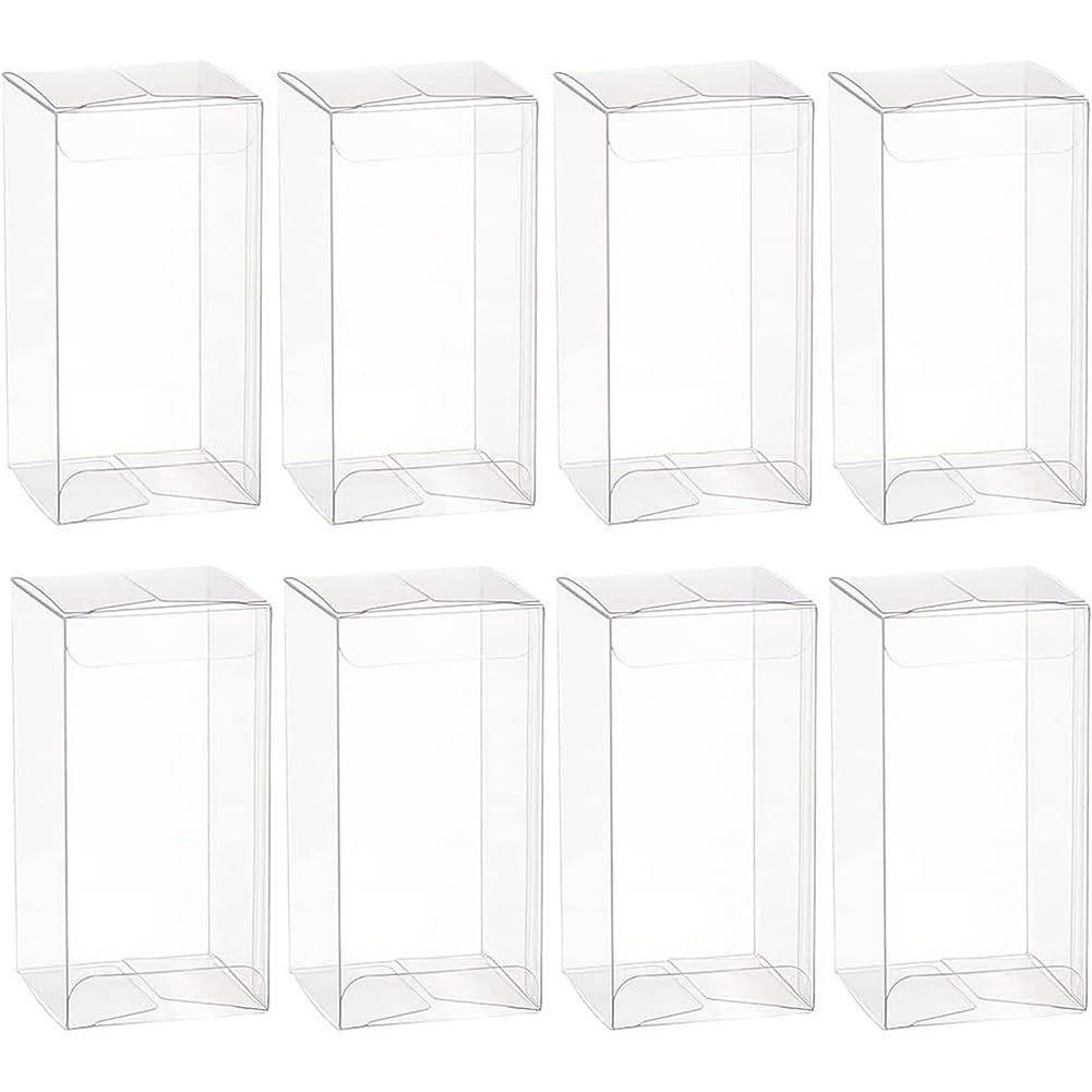 BENECREAT 20PCS Clear Wedding Favour Boxes 5x5x10cm Rectangle PVC Transparent Gift Boxes for Candy Chocolate Balloon, Birthday, Wedding, Party Favors