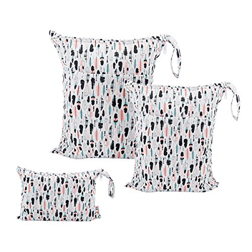 ALVABABY 3pcs Baby Cloth Diaper Wet/Dry BagsWaterproof Reusable with