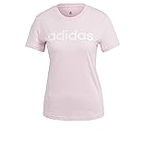 adidas womens Linear T-Shirt Clear Pink/White X-Small