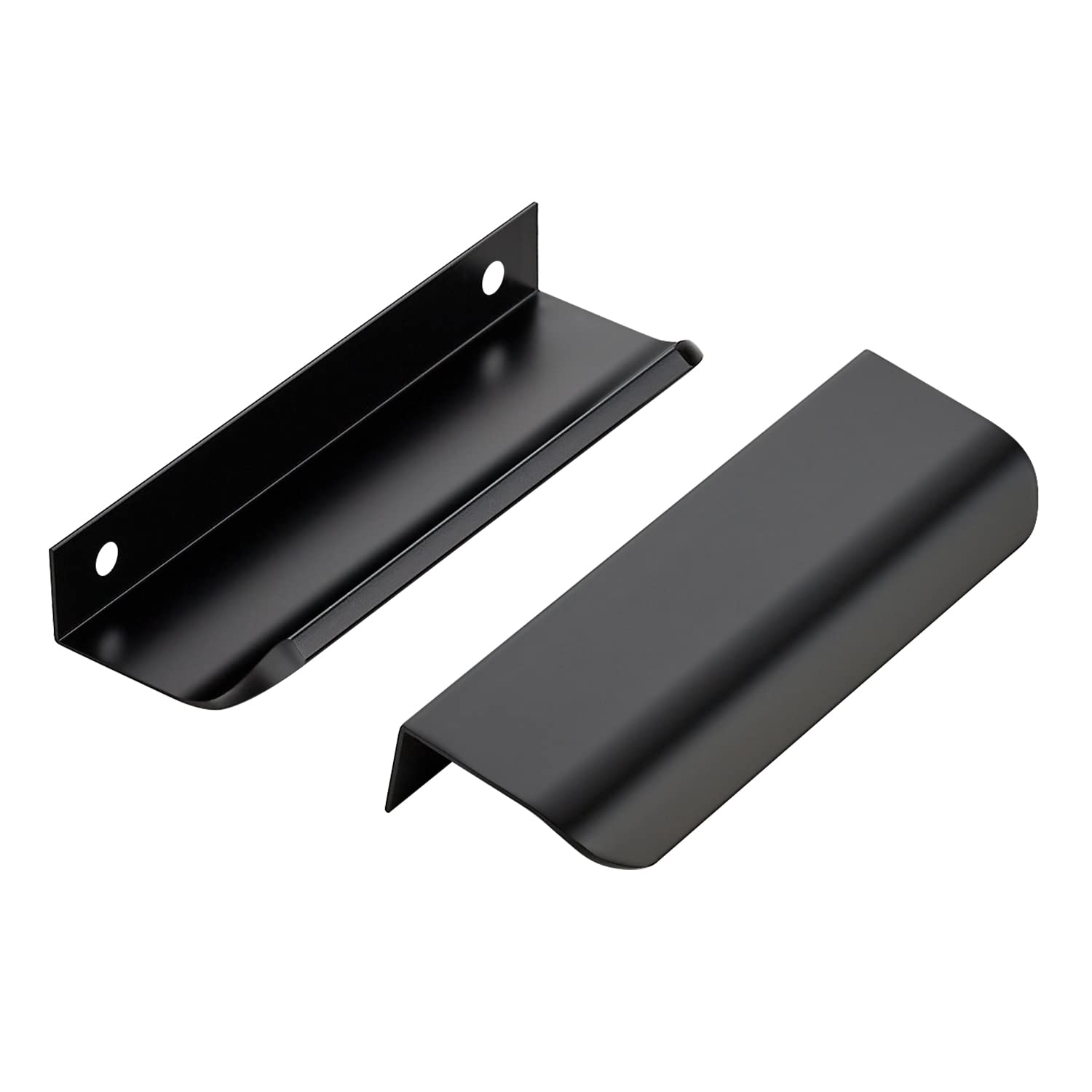 Photo 1 of Ravinte Hardware 12 Pack Black Cabinet Handles, 4.75 Inch (120mm) Finger Edge Pulls, 3.75 Inch Hole Center, Finger Pulls for Cabinets