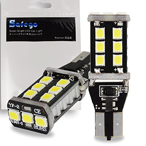 Safego 2x W16W T15 LED Reverse Bulb Canbus Error Free 15SMD 2835 For Car Tail Backup Parking Lights Xenon White Bright 6000K 12V