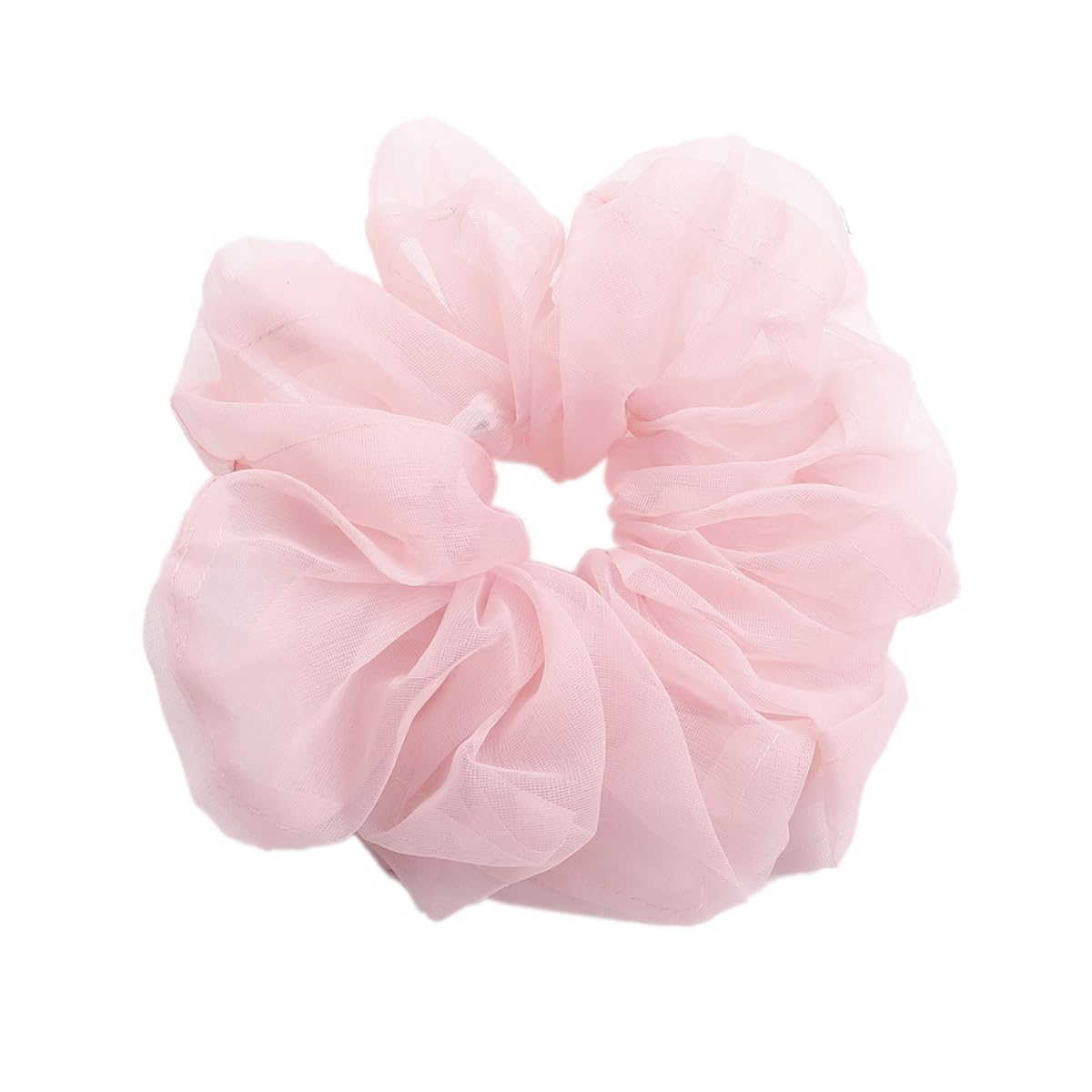 Pack of 3 Hair Bobbles Hair Accessories Chiffon Organza Hair Rings Hair Scrunchie Large Hold Elastic Hair Wiggle for Girls and Women, Light Pink A