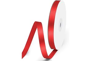 Quhora 3/8" x 50 Yards Satin Ribbon - Red Silk Ribbon with Spool - Ideal for Gift Wrapping, Floral Bouquets, Crafts, Wedding Party Decorations, Christmas and Sewing Projects