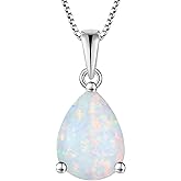 YL Teardrop Necklace 925 Sterling Silver Solitaire Pendant 9x12 MM Pear Cut Birthstone Jewelry for Women