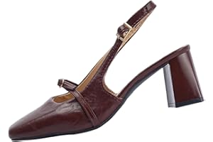 Low Chunky Heels for Women Square Toe Pumps with Buckle Slingback Casual Comfy Cute Pump Shoes Spring Summer