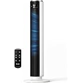 Levoit Tower Fan for Bedroom, 28ft/s Fans that Blow Cold Air, 28dB Quiet | Standing Floor Fan for Room, 90&deg; Oscillating, 5 Speeds 4 Modes &amp; Temp Sensor, Bladeless, 12H Timer, Remote, 36 inch, White