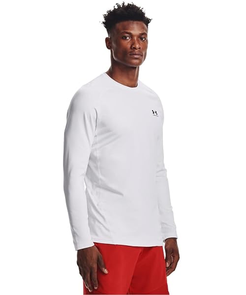 UNDER ARMOUR MEN’S COLDGEAR ARMOUR FITTED CREW, WHITE...