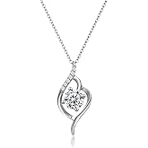Moissanite Necklace Jewelry Gifts for Women: 18K White Gold Plated 925 Sterling Silver D Color VVS1 Lab Created Diamond Pendant, Anniversary Valentine Birthday Gifts for Wife Mom Girlfriend Her