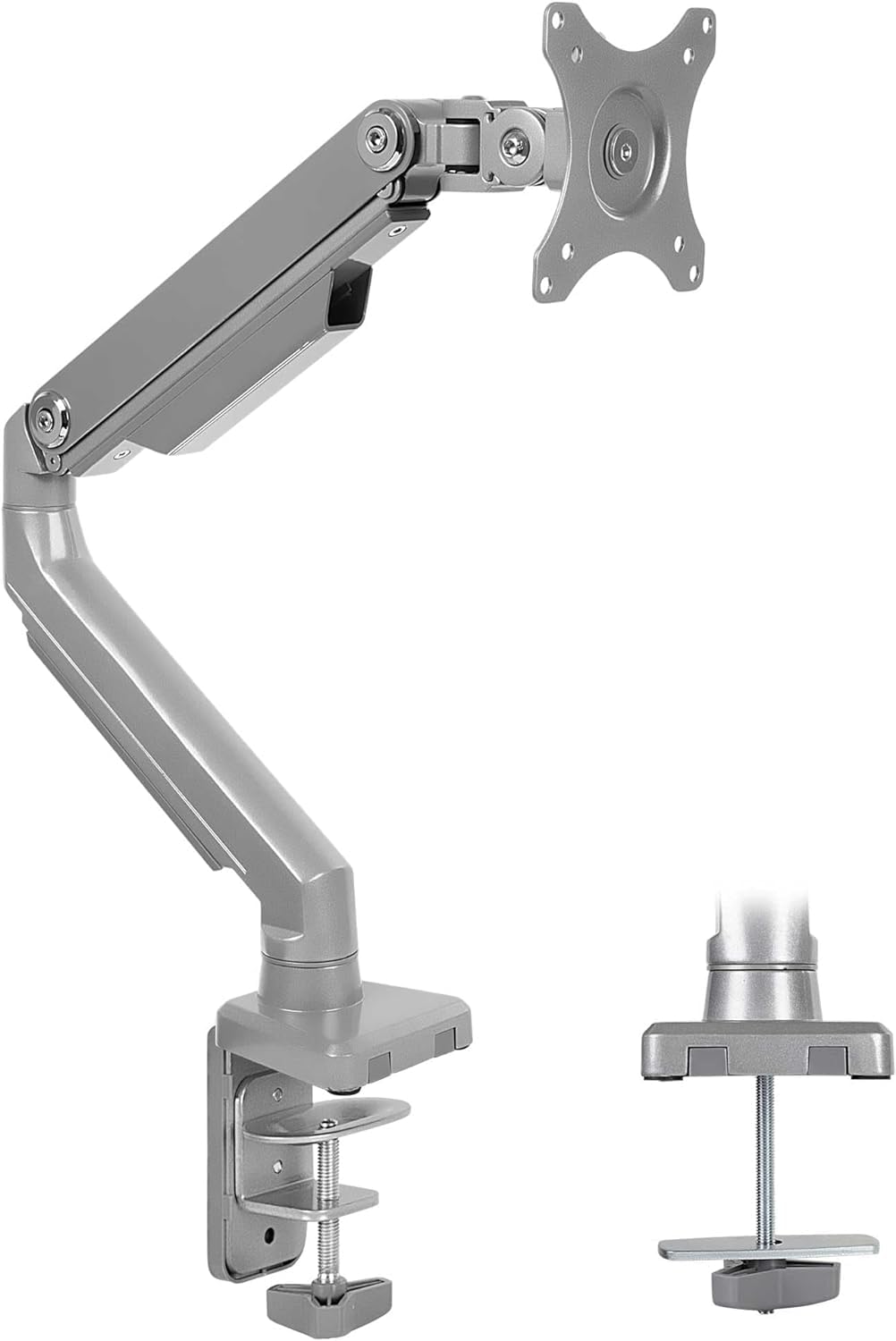 Mount-It! Single Monitor Arm Mount | Desk Stand | Full Motion Height Adjustable Articulating Mechanical Spring Arm | Fits 24 27 29 30 32 Inch VESA Compatible Computer Screen | C-Clamp and Grommet Base