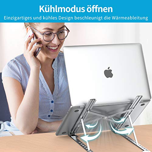 cshare Laptop Ständer, Tragbarer Notebook Ständer, 9 Stufen der Höhenverstellung,Multi-Winkel Faltbarer Aluminium Riser Kompatibel mit MacBook Pro Air,iPad,Lenovo,Dell,HP Alle 7-17 Zoll Tablet