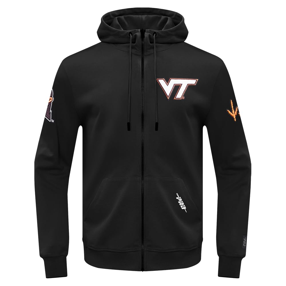Pro Standard Mens Virginia Tech College Classic Chenille Full Zip Hoodie Black Xl
