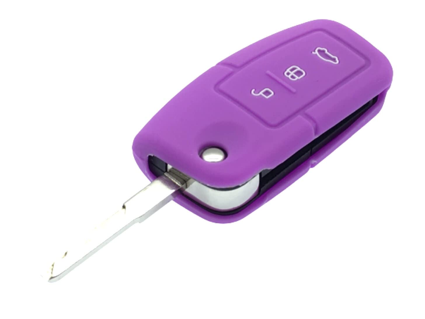 Nordecco Silicone Key Case Protective Cover Compatible With Ford S-MAX/C MAX/FOCUS/MONDEO/KUGA/FIESTA/FUSION Curved Key Fob 3 Button Flip Remote - One Size (PURPLE)