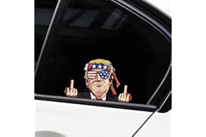 Iprokiu Trump Car Sticker Waterproof Vinyl Peeking Decal for Car Window Bumper Trump 2024 Sticker Vehicle Truck Laptop Wall Car Decor Funny Trump Decal for Vehicle (Middle Finger)