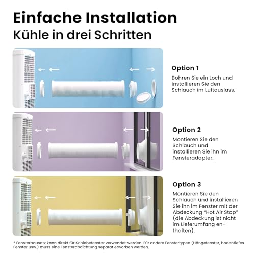 Mobiles Klimagerät Breezy Cool Pro 2.0,7000 BTU 2,0kW, Kühlen&Ventilieren&Entfeuchten,APP-Steuerung,Raumgröße bis 68m³(25㎡)，Mobile Klimaanlage mit Abluftschlauch,