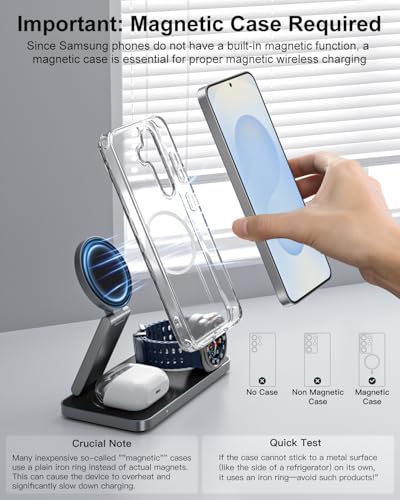 3 in 1 Charging Station 25W for Samsung Foldable Wireless Charger for Galaxy S26/S25/S24/S23/Z Fold/Flip Series, Galaxy Watch Ultra/8/7/6/5, Galaxy Buds Pro/3/2, with 35W Power Supply