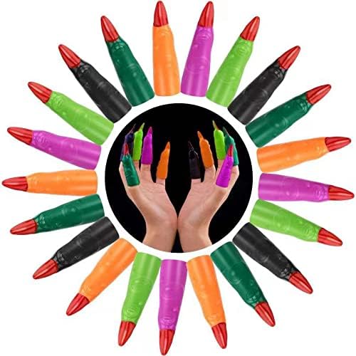 Finger Pointers for Kids Reading, Multicolor Witch Fingers, Finger Nail Covers for Kindergarteners, Young Readers, Cosplay Costume Party, Masquerade Decorations, 24 Pcs
