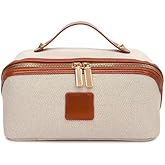 Harmony style Travel Makeup Bag Waterproof Large Cosmetic Organizer Pouch with Brush Holder, Compartments & Handle – Toiletry Bag Women – Portable Clear Makeup Case for Travel