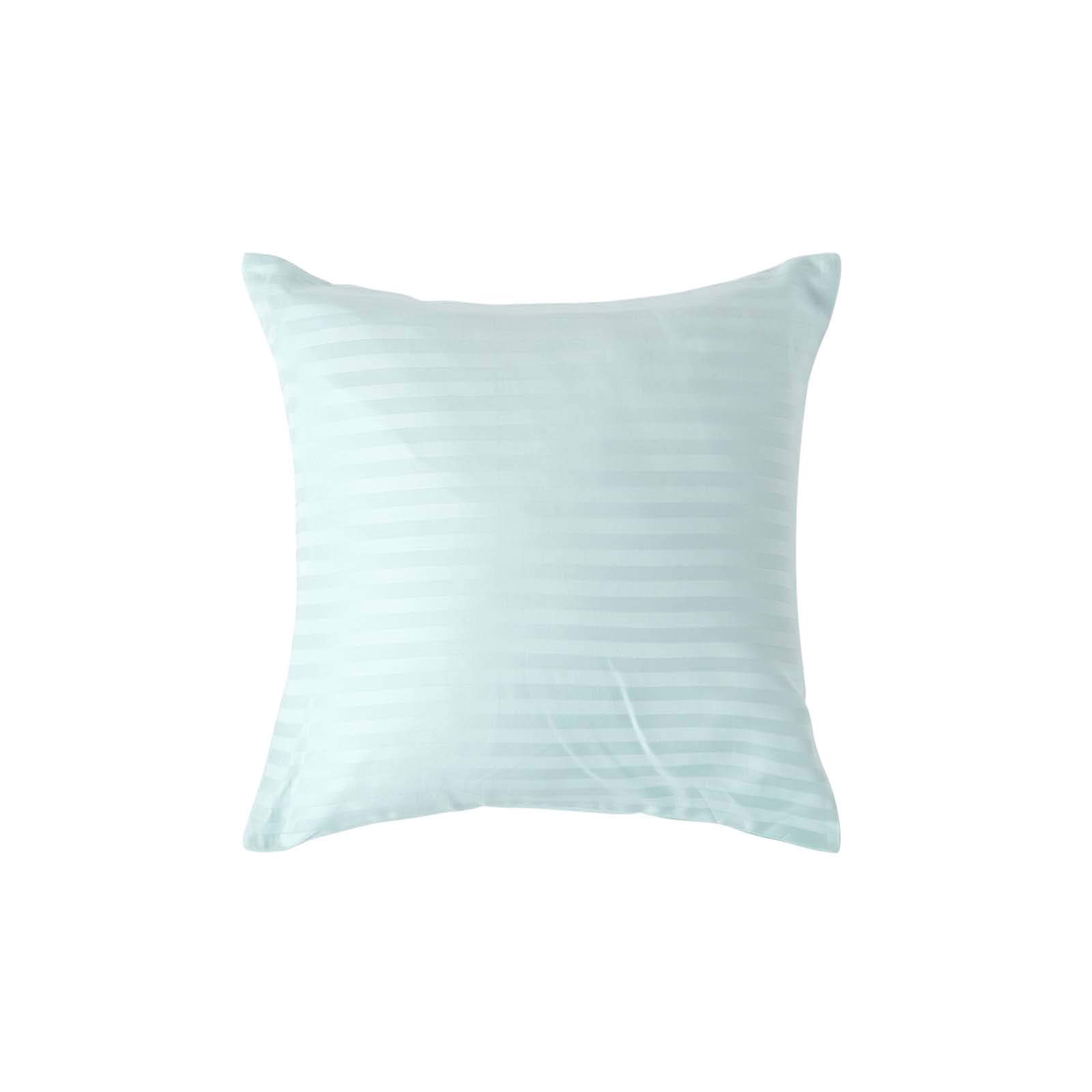 HOMESCAPES Blue Pure Egyptian Cotton Euro Size Pillowcase 40 x 40 cm 330 TC 500 Thread Count Percale Equivalent Satin Stripe Pillow Case with Zip