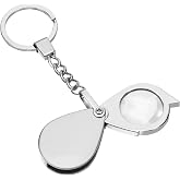 20X Mini Pocket Magnifying Glass, Small Jewelers Magnifier Silver Foldable Rotating Loupe Magnifier Keychain for Reading Newspaper, Book, Magazine, Hobby Jewelry, Gems, Diamonds