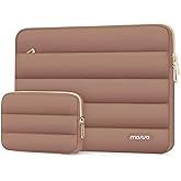 MOSISO Laptop Case 13.3 inch, 13-13.3 inch Puffy Laptop Sleeve Compatible with MacBook Air 13 13.6 M4 M3 M2 M1/Pro 13/Pro 14, HP Dell ASUS Lenovo,Polyester Horizontal Bag with Small Case, Mocha