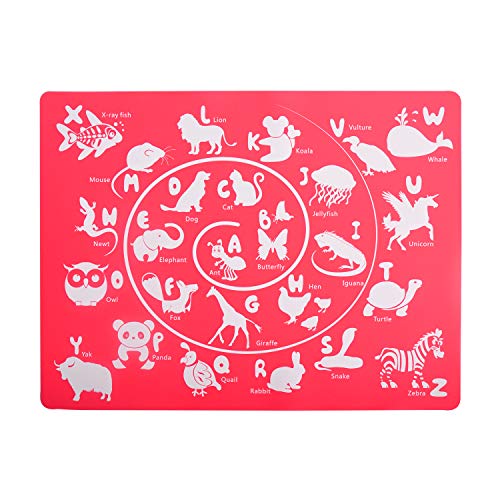 Silicone Placemats for Kids Learning Alphabet Animals Number for