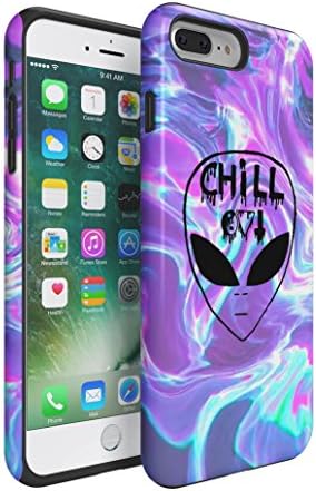 Chill Alien Space Tye Dye Colorful Soap Film Holographic Trippy Tumblr iPhone 7 Plus Double Layer Hard PC Shell + Shock Absorbing TPU Bumper Tough Armor Case Cover