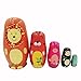 Echodo 5pcs Handmade Animal Nesting Dolls Authentic Russian Wooden Matryoshka Dolls Cute Cartoon Animals Pattern Nesting Doll Toy Gift