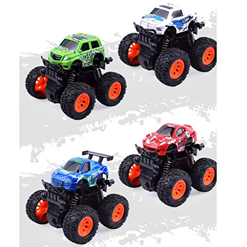 Insanenes Baby Toddler Toys 4PC Mini Vehicle Pull Back Cars with Big Tire Wheel Creative Gifts for Kids (B) - Thumbnail 4