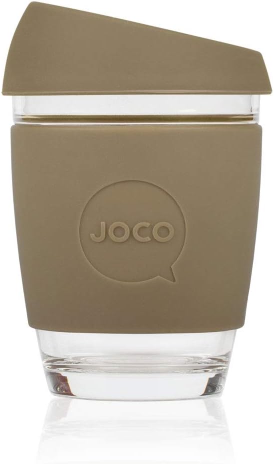 JOCO Reusable Glass Travel Coffee Cup - 12oz / 340ml (Olive)