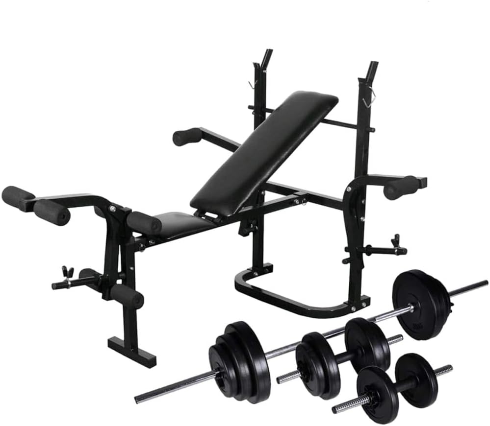 Festnight Adjustable Weight Bench Sit Up Bench Fitness Folded Barbell Flat Exercise Gym Home Multi Position