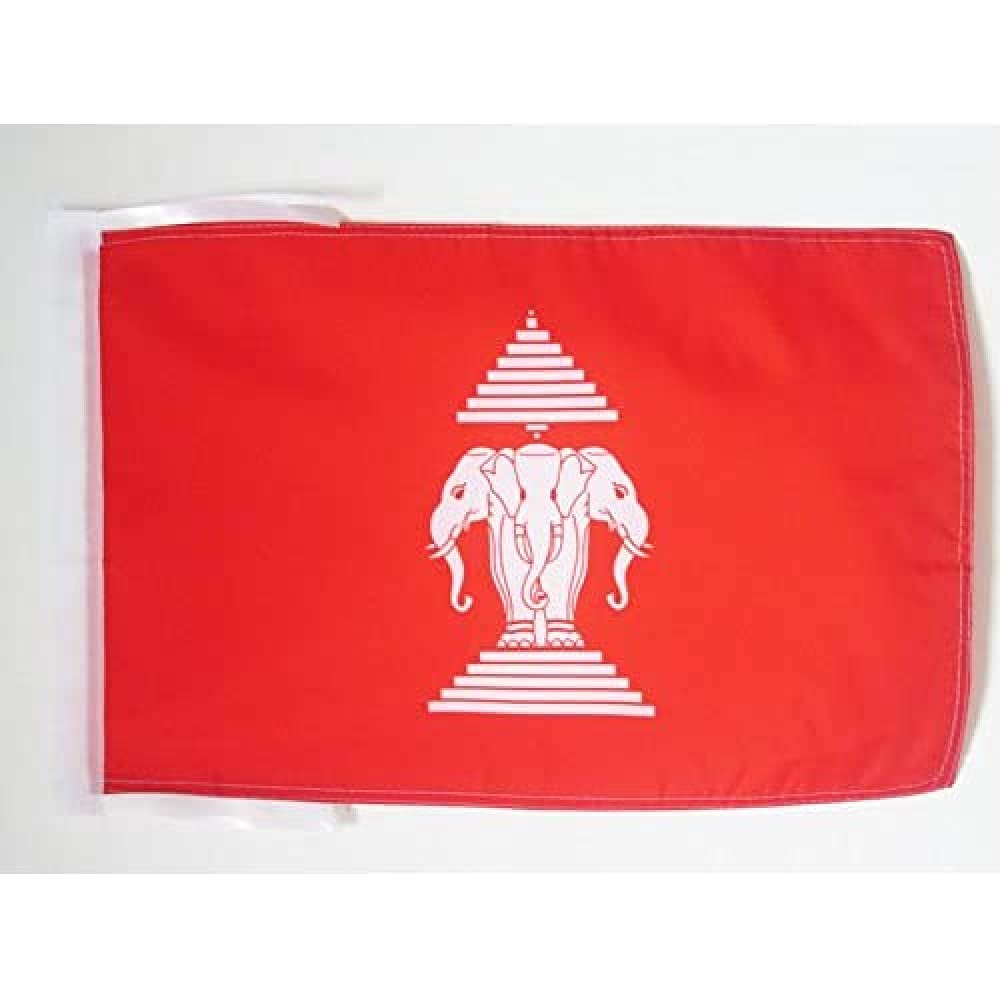 AZ FLAG - Laos Old Flag - 18'' x 12'' - 100% Polyester Former Laotian Small Banner with Two Cords - Fade Resistant - Vivid Colors - 18x12 in - 45x30 Cm — image 1
