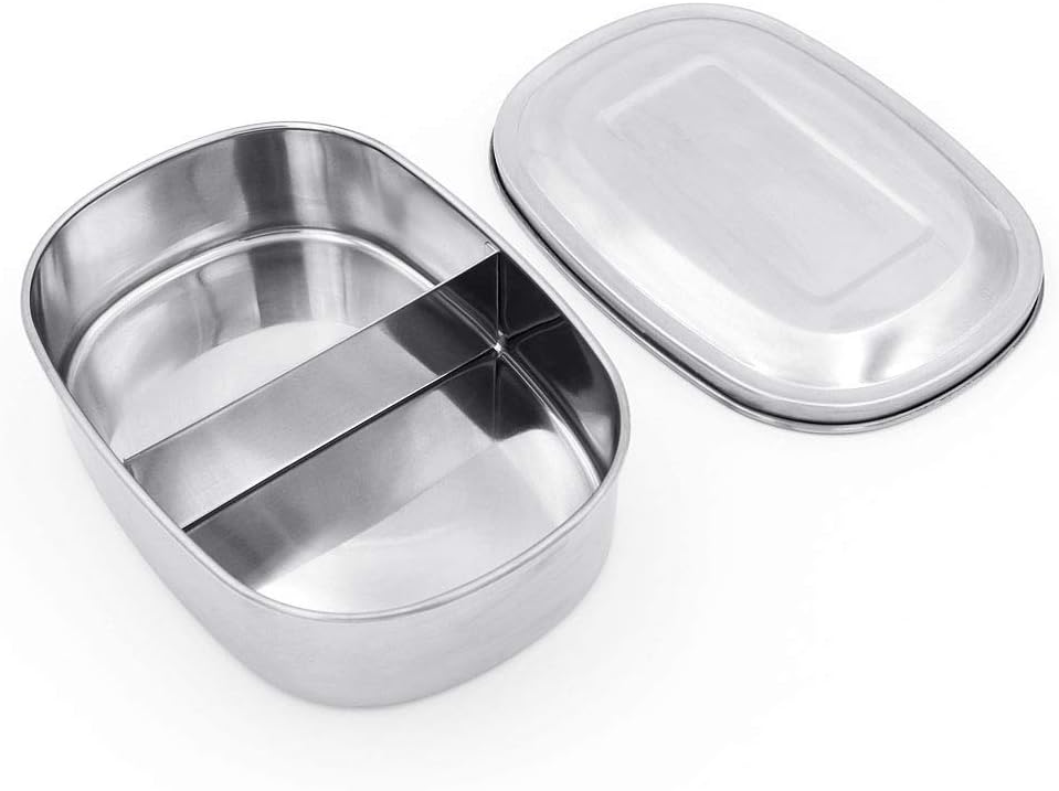 DodoBee Stainless Steel Lunch Containers, Mini Food Container with 2 Compartments for Fruits, Vegetables and Sandwich, Lunch Box for Kids or Adults. Eco-Friendly, Dishwasher Safe and Durable