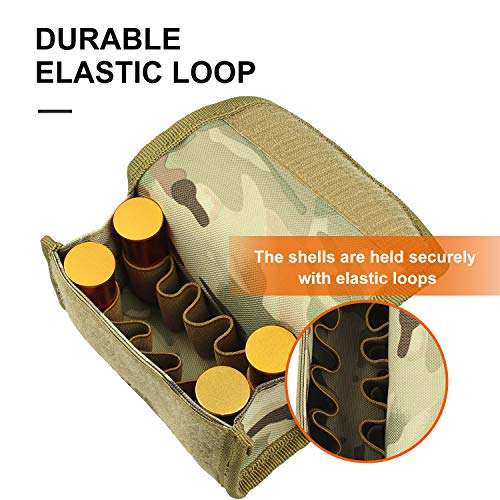 Kosibate 10 Round Shotgun Shotshell Reload Holder Molle Pouch for 12 Gauge/20G (CP)